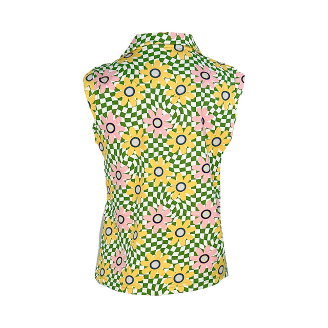 Hazy Sleeveless Polo - Flowerchild Check