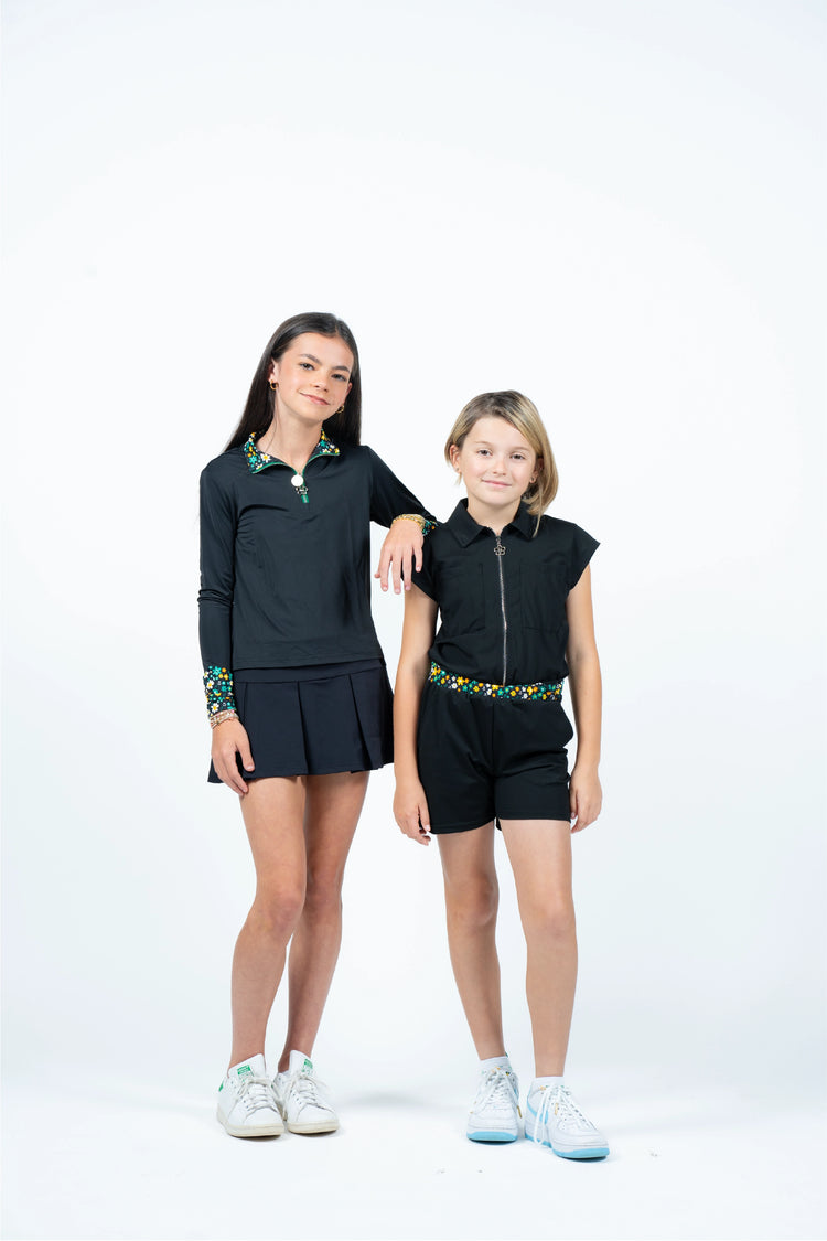 Girl Power Romper - Black / Green Garden