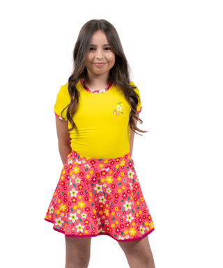 Garden Tee Neon Yellow — Girls' Golf Tee, front view, full length