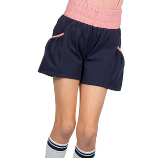 Girl Power Short Navy — Golf Short, front view, lower body on model