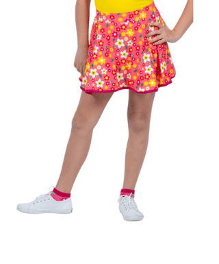 Golden Skort E Garden — Girls' Golf Skort, front view, cropped at the waist