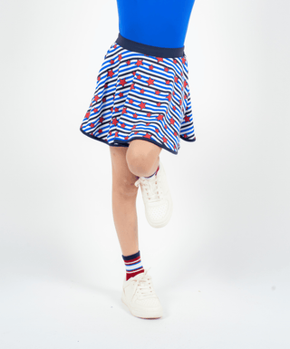 Golden Skort Stars & Stripes — Girls' Golf Skort, side view, cropped at the waist