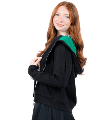 Rockstar Hoodie Black — Women's Golf Hoodie, side view, hood detail