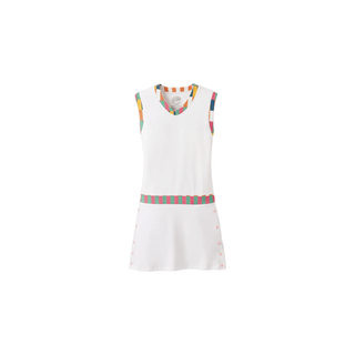 Slay It Dress White / Color Check — Golf Dress, front view, product only