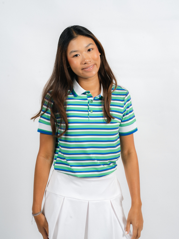 Lexi Polo - Blue & Green Stripes
