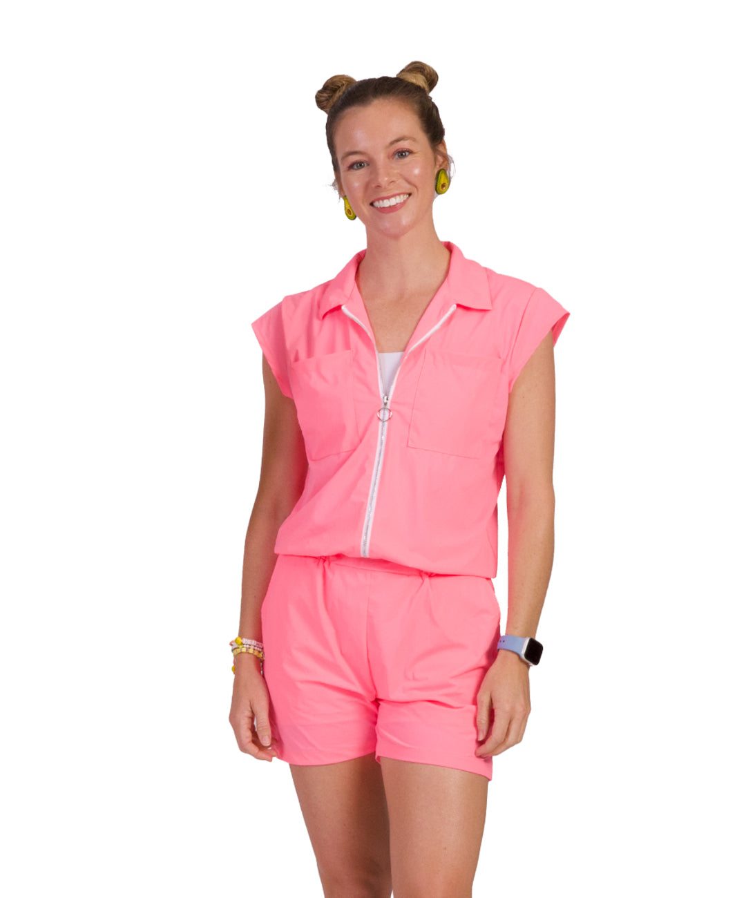 Girl Power Romper - Bright Pink