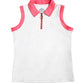 Birdie Vibes Sleeveless Polo - White / Rose Pink