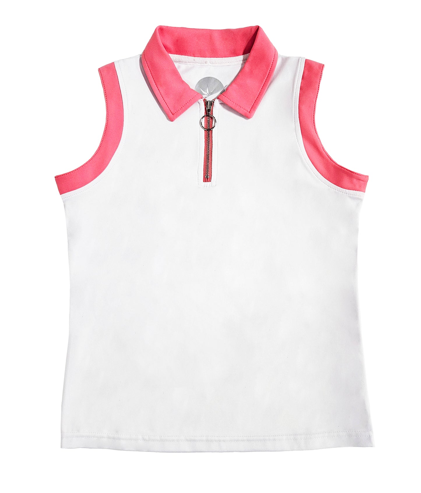 Birdie Vibes Sleeveless Polo - White / Rose Pink