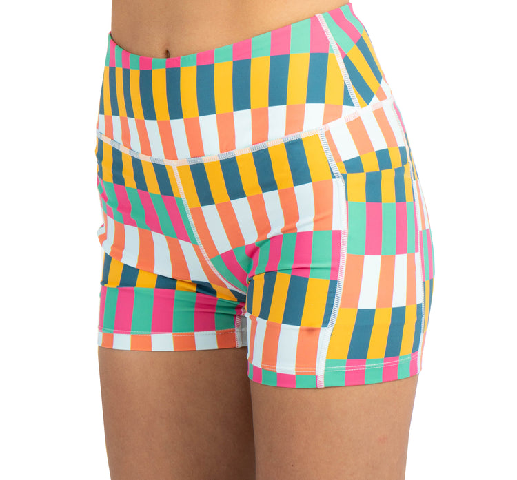 Biker Shorts Combo - Color Check / White