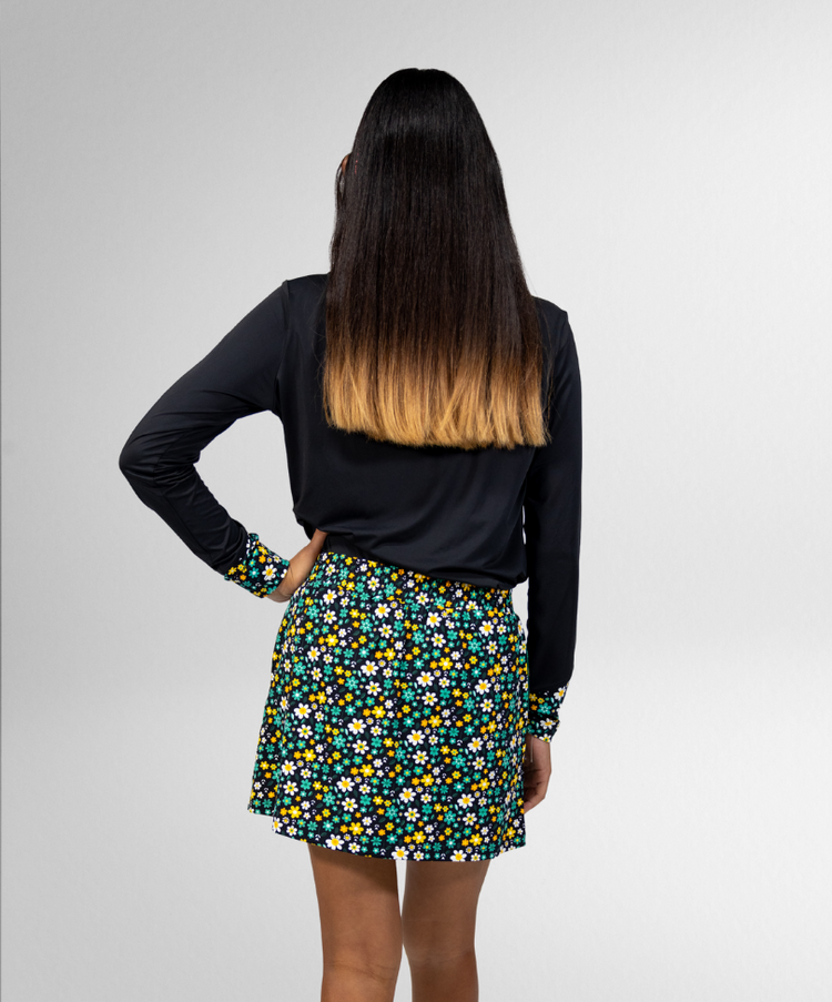 Birdie Vibes LS Shirt - Black / Green Garden