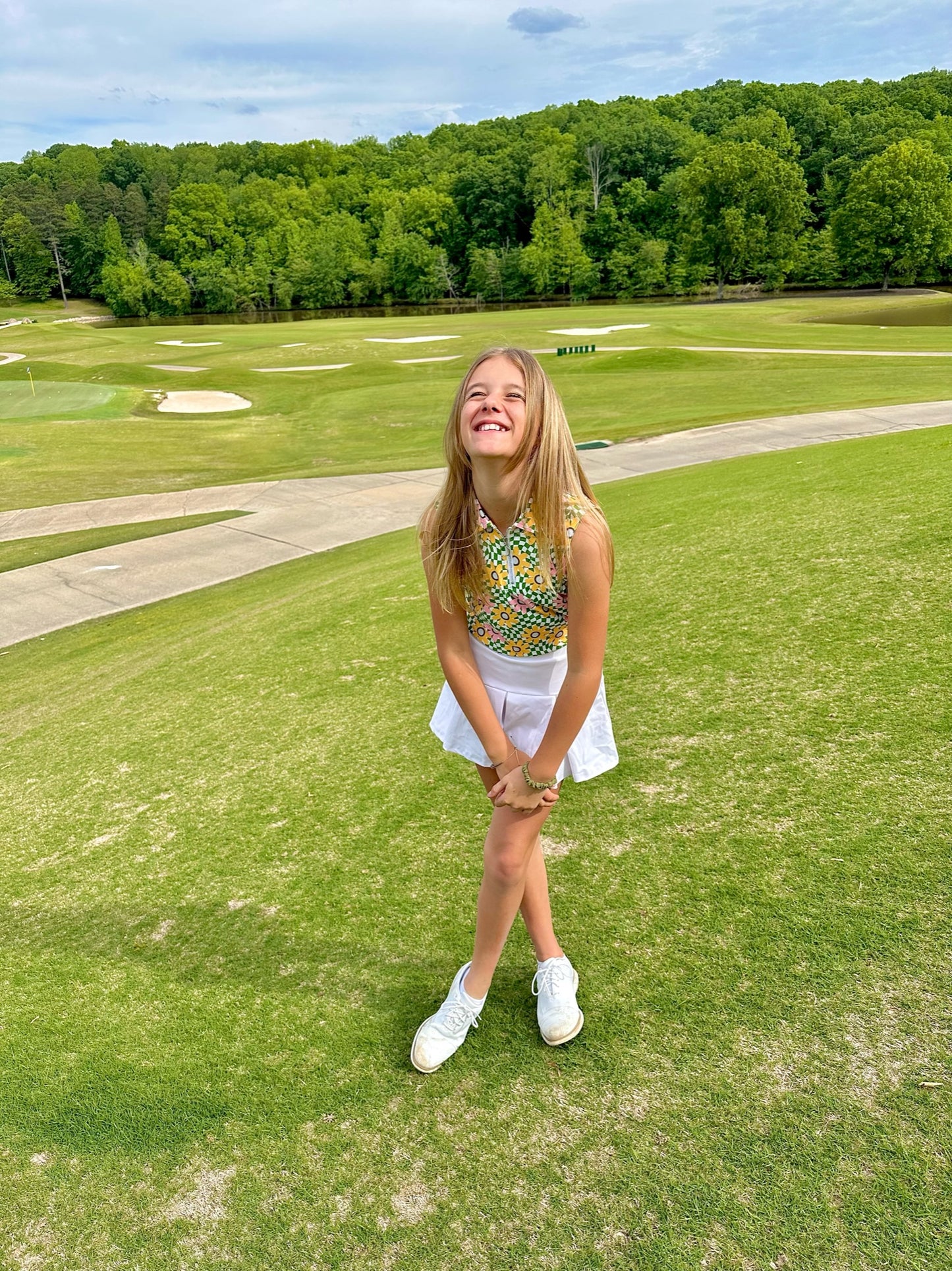 Hazy Sleeveless Polo - Flowerchild Check