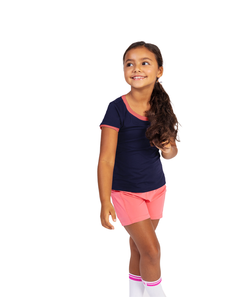 The Basic Tee - Navy / Rose Pink