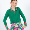 Birdie Vibes LS Shirt - Green / Queen Floral