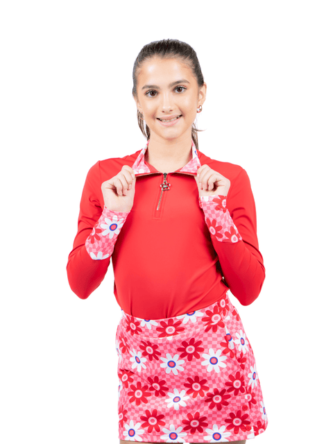 Birdie Vibes LS Shirt - Red / Pink Flowerchild