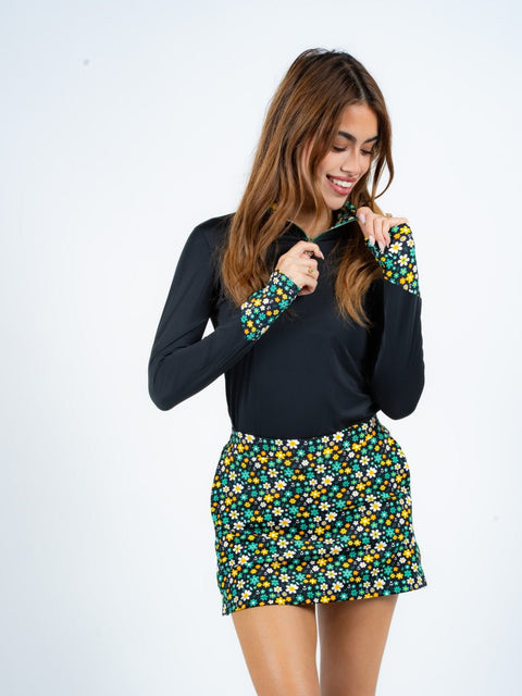 Birdie Vibes LS Shirt Women's - Black / Green Garden