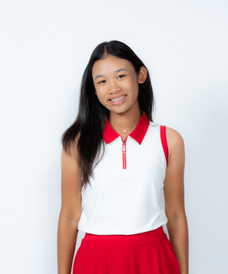 Birdie Vibes Sleeveless Polo White / Red — Girls' Golf Polo, front view