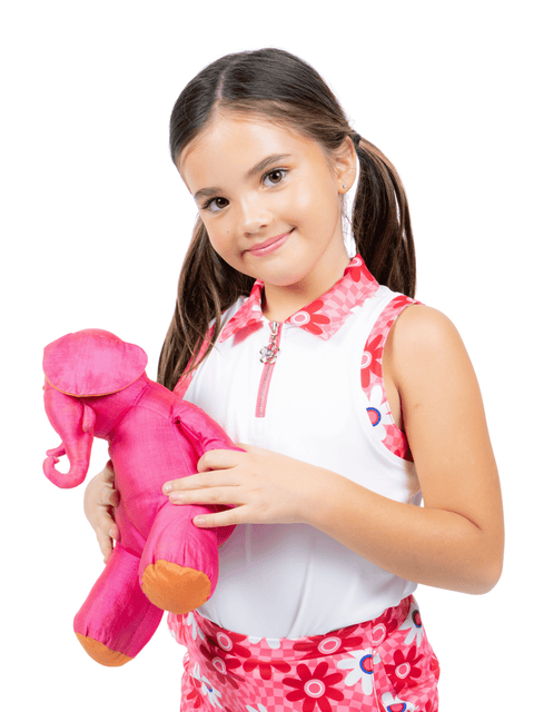 Birdie Vibes Sleeveless Polo - Pink Flowerchild Check