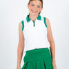 Birdie Vibes Sleeveless Polo - White / Lucky Green