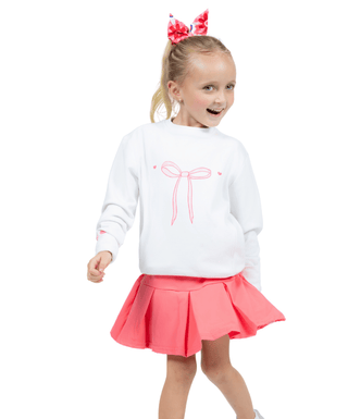 Dream Pullover White — Girls' Golf Pullover, front view, full length on model