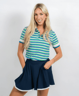 Lexi Polo Women's - Blue & Green StripesPolo
