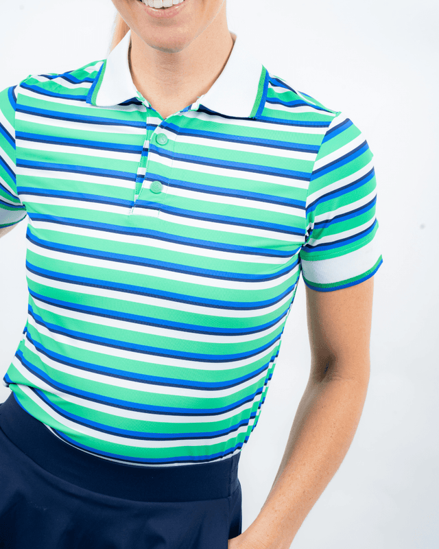 Lexi Polo Women's - Blue & Green StripesPolo