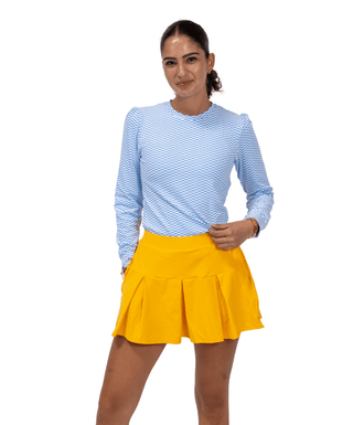 Love Lightweight Top Caro Blue — Women's Golf Top, front view, full length on model
