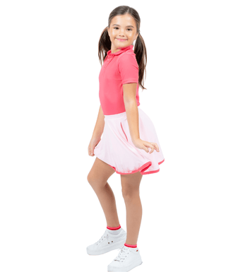 RB Polo Rose Pink — Girls' Golf Polo, front view, full length