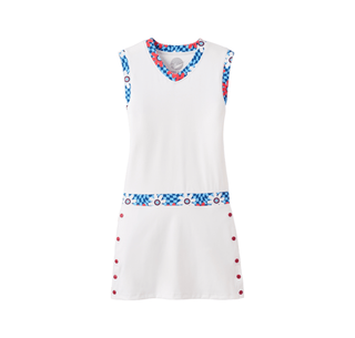 Slay It Dress White / RWB — Golf Dress, front view, flat lay