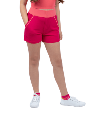 Slay It Short Magenta — Girls' Golf Shorts, front view, cropped at the waist