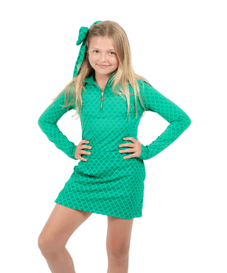 Unstoppable LS Shirt Geometric Floral — Girls' Golf Long Sleeve, front view, full length